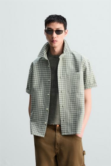 CAMISA ESTRUCTURA OXFORD - Verde gris de Zara