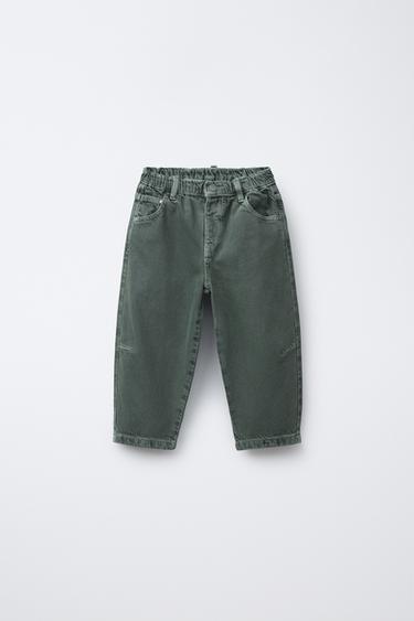 PANTALON BAGGY EN SERGÉ - Vert bouteille de Zara