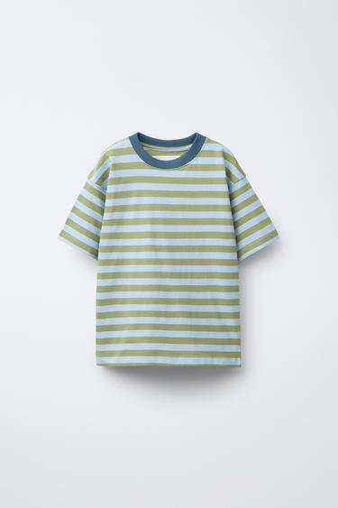 GESTREEPT T-SHIRT - Groen van Zara - Afbeelding 0