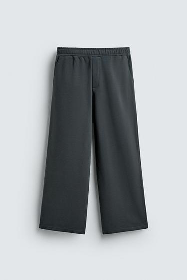 PANTALÓN JOGGER WIDE FIT BÁSICO - Antracita oscuro de Zara