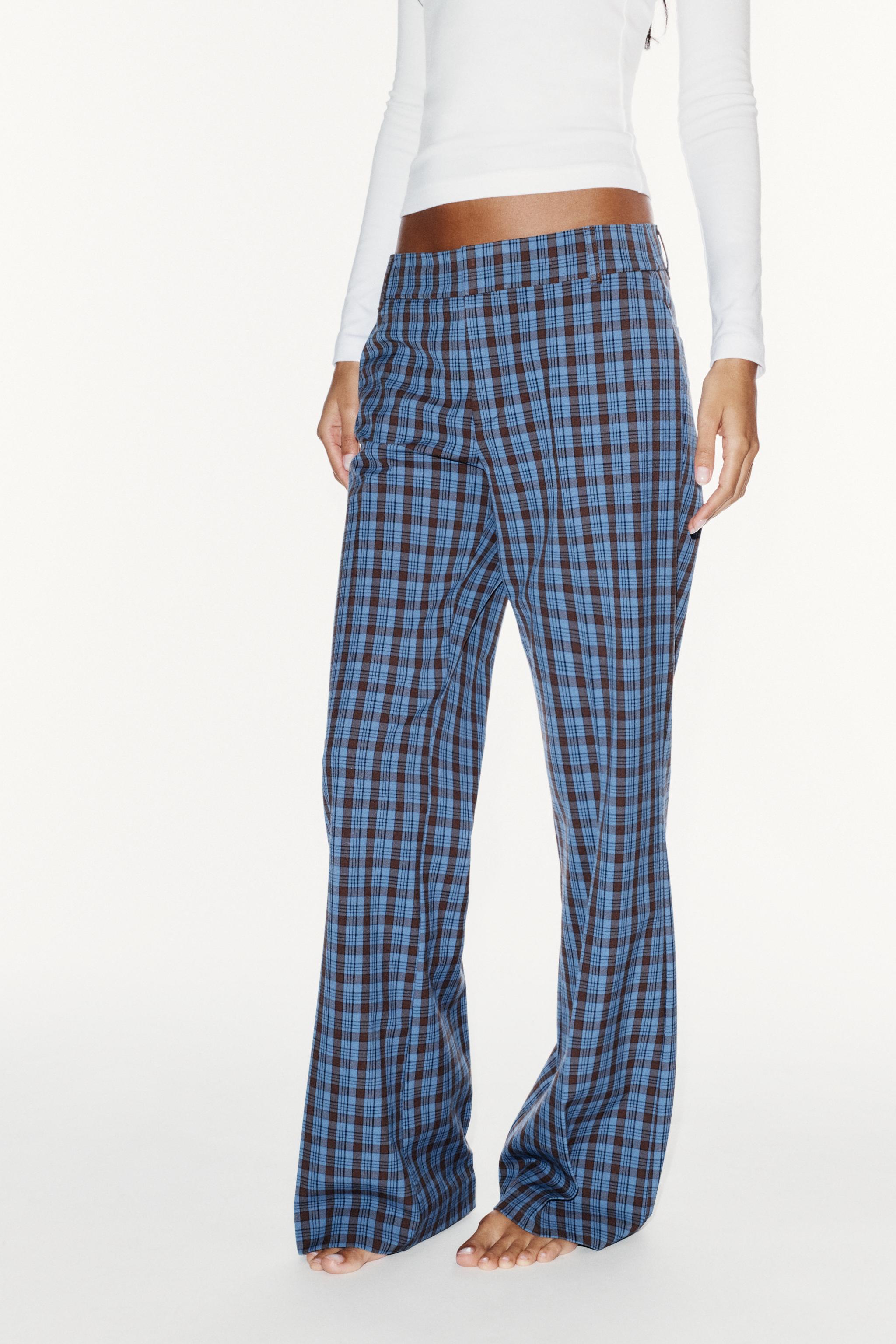 Low-Rise Straight-Leg Plaid Pants by Zara