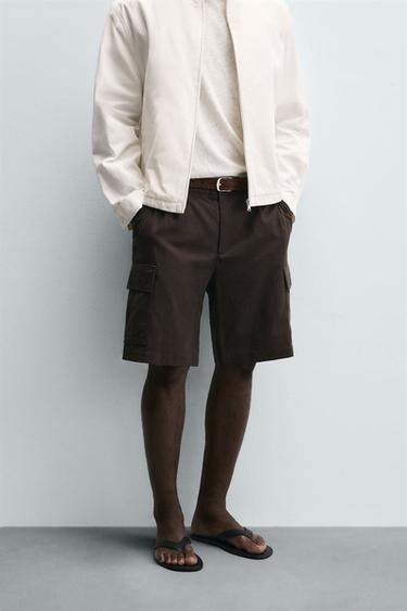 LYOCELL-PUUVILLAISET CARGO-BERMUDA-SHORTSIT - Ruskea Zaralta