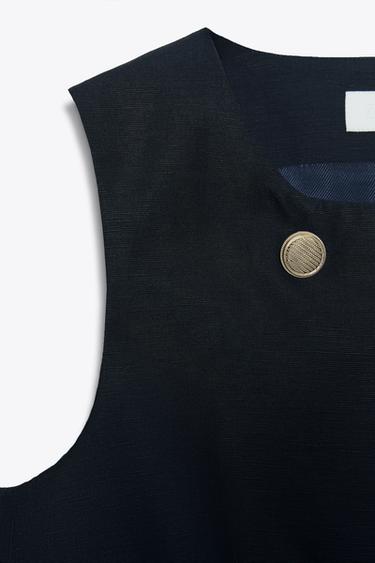 DOUBLE-BREASTED WAISTCOAT WITH FLAPS - Navy blue by Zara - Image 7