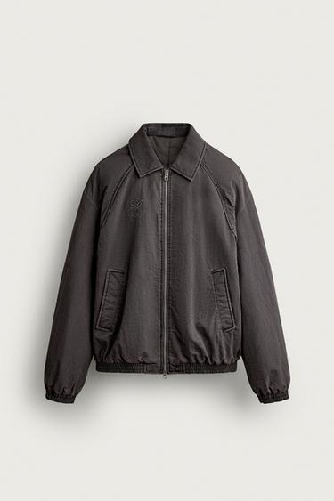 Стеганая куртка с эффектом потертости и вышивкой — ТЕМНО-БОРДОВЫЙ от Zara