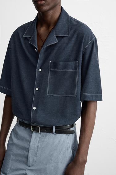 CHEMISE SURPIQÛRES CONTRASTE - Indigo de Zara - Image 4