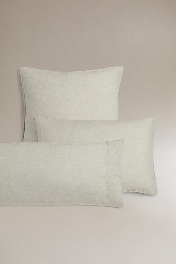 (160 GxM²) WASHED LINEN PILLOWCASE Light beige ZARA Canada
