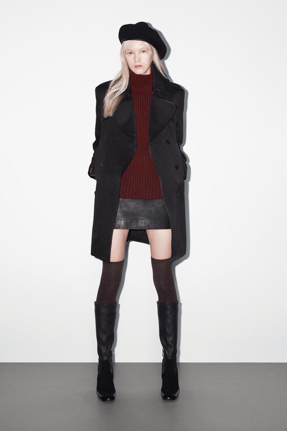 Zara RIBBED KNEE-HIGH SOCKS - Brown - Image 0