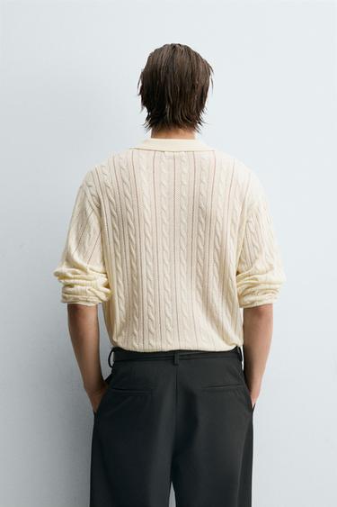 BRAIDED TEXTURE POLO SHIRT - Ecru by Zara - Image 2