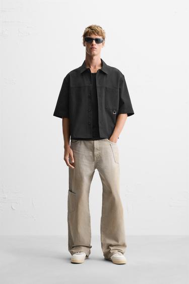 КУРТКА-РУБАШКА BOXY FIT С КАРМАНОМ — ЧЕРНЫЙ от Zara — изображение 0