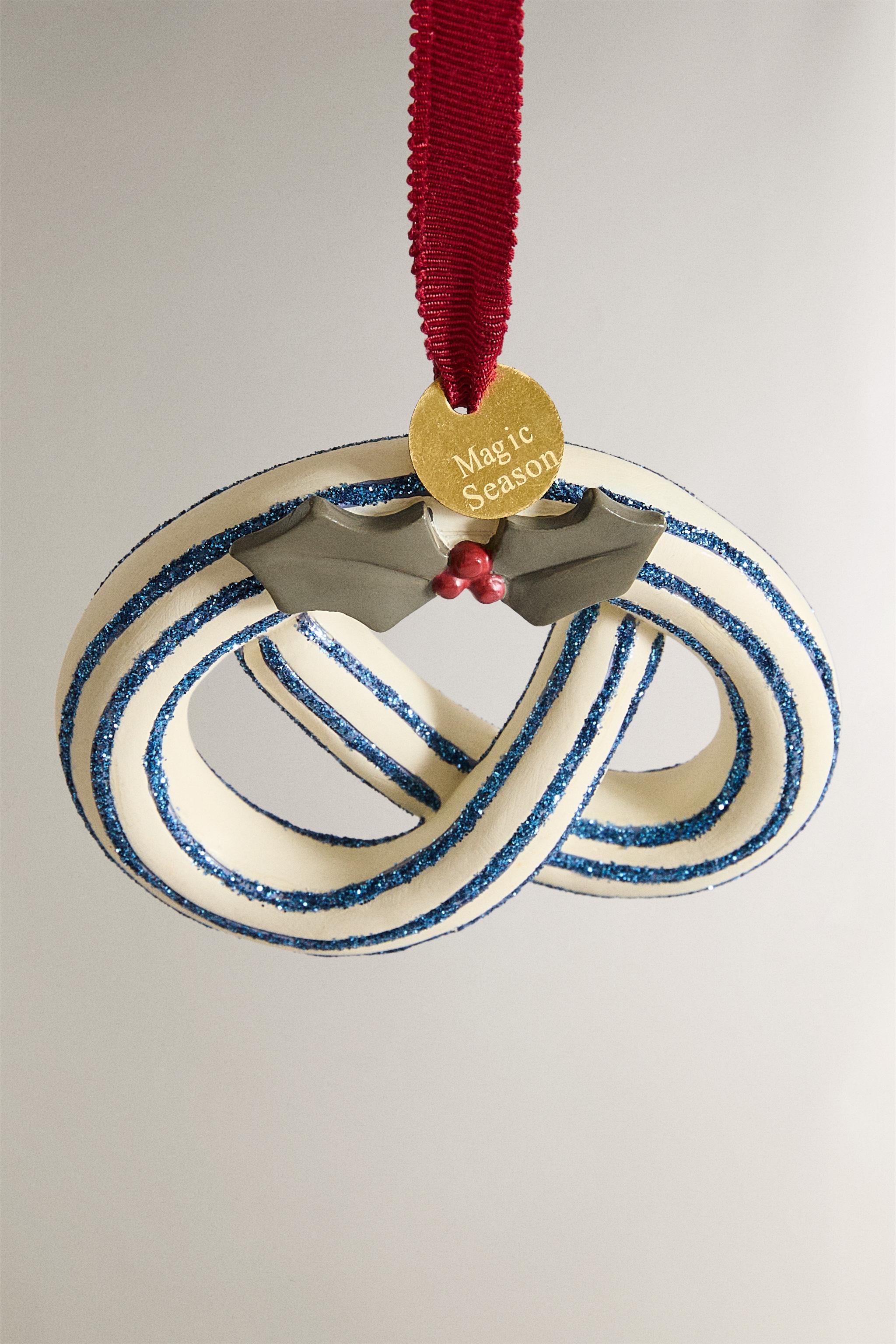 プレッツェル グリッター クリスマスツリーオーナメント - ブルー