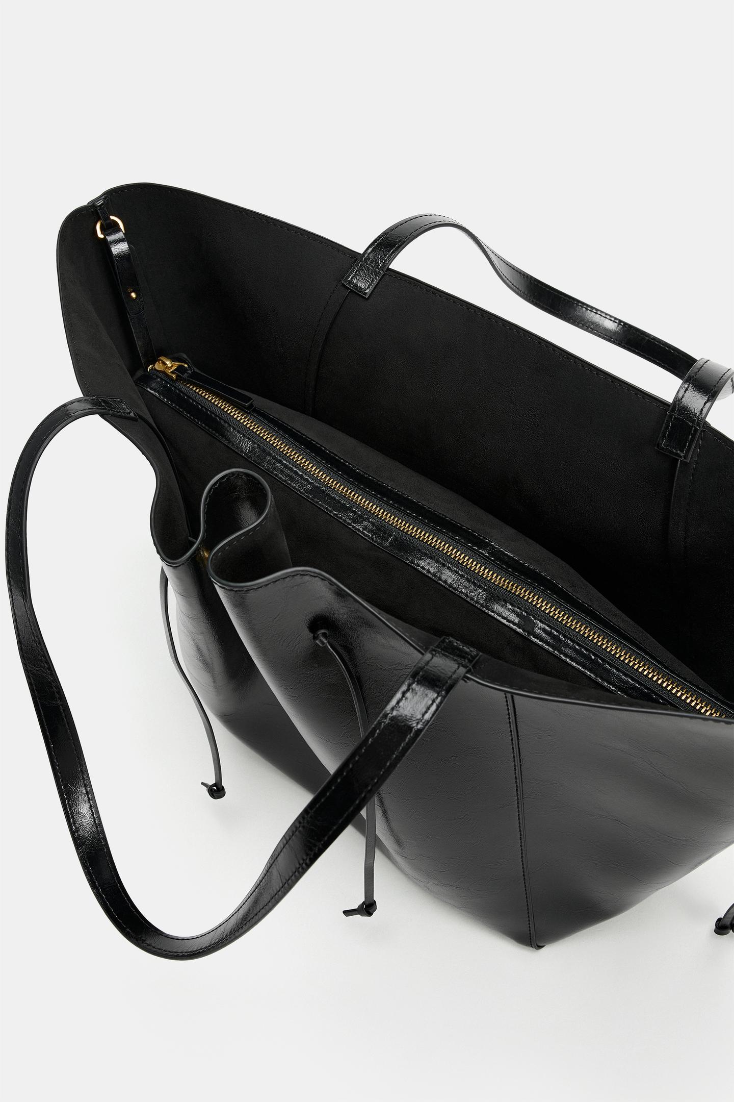 Женская сумка Zara Ruched Shopper, цвет: Чёрный — фото 5