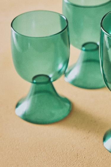 COLOURED BOROSILICATE TALL WINE GLASS X COLLAGERIE - Green by Zara