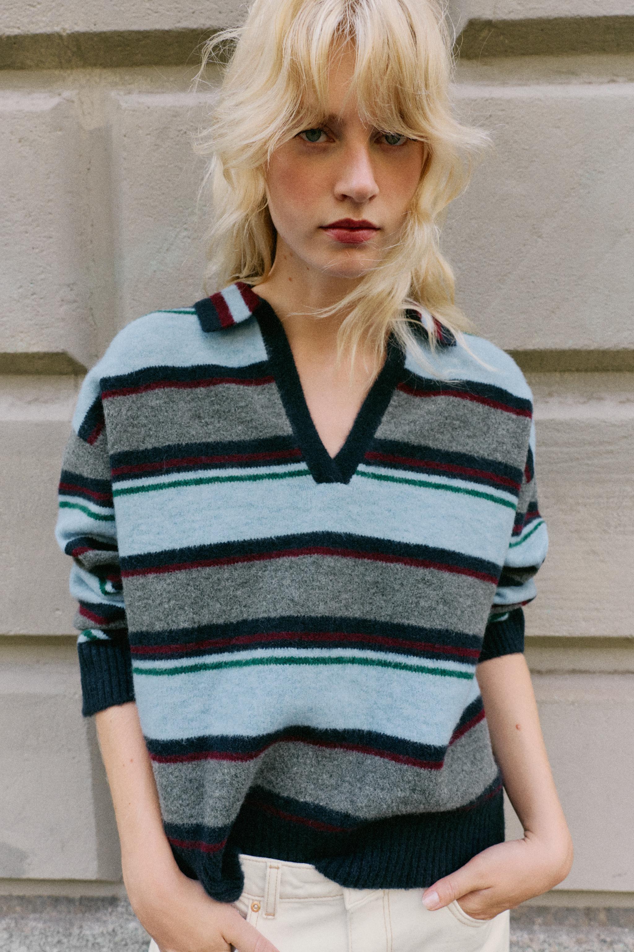 STRIPED KNIT POLO