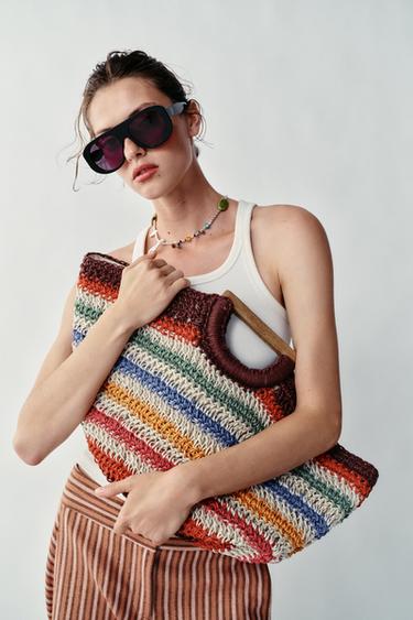 BOLSO TOTE DE RAYAS 100% YUTE