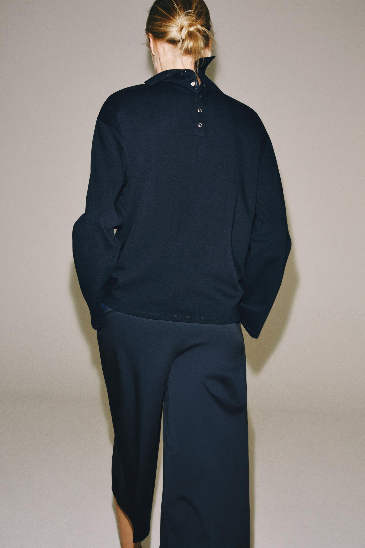 Женские шорты Zara ZW Collection Pleated Bermuda, цвет: Тёмно-синий — фото 5
