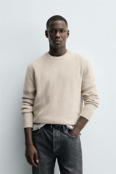 JERSEY REGULAR FIT MEZCLA LANA - Tostado de Zara