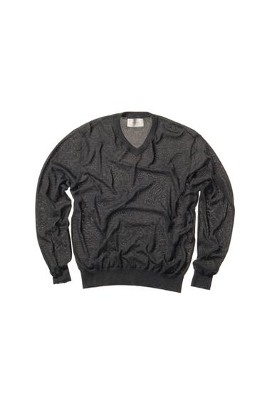 Zara LIGHTWEIGHT WOOL AND CASHMERE BLEND V-NECK SWEATER - Gray marl