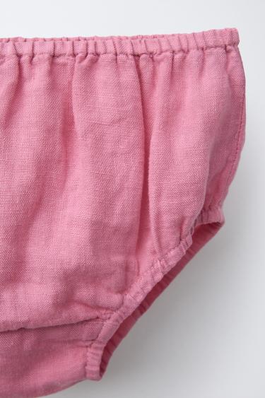 ROBE EN LIN AVEC DENTELLE ET CULOTTE - Fuchsia de Zara - Image 3