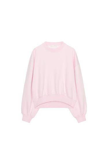 Zara BASIC PLUSH SWEATSHIRT - Pink