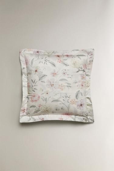 FLORAL PRINT SATEEN PILLOWCASE - Oyster-white by Zara - Image 1