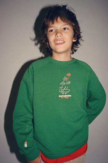 SWEATSHIRT MET PRINT LUCAS BEAUFORT © - Groen van Zara