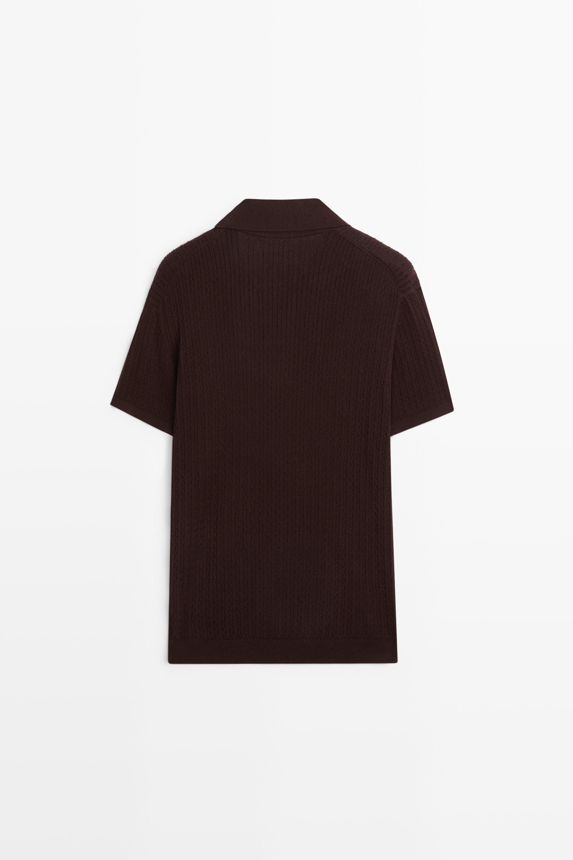 100% cotton cable-knit polo sweater