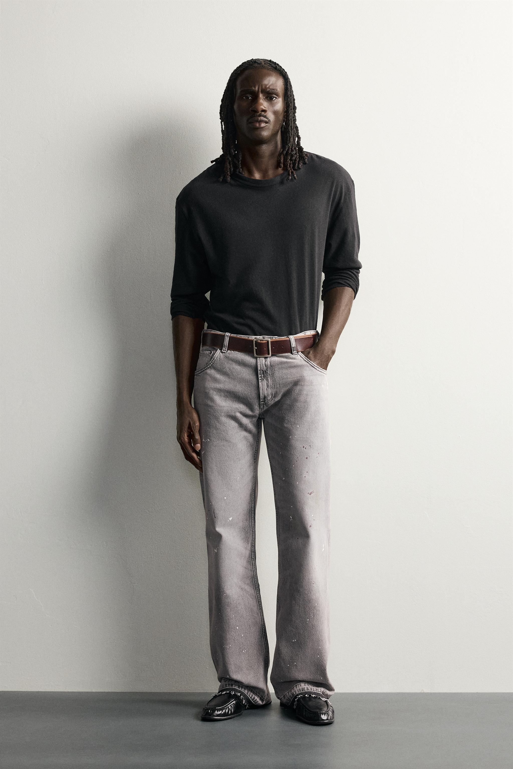 LOW-RISE BOOTCUT JEANS — Gray