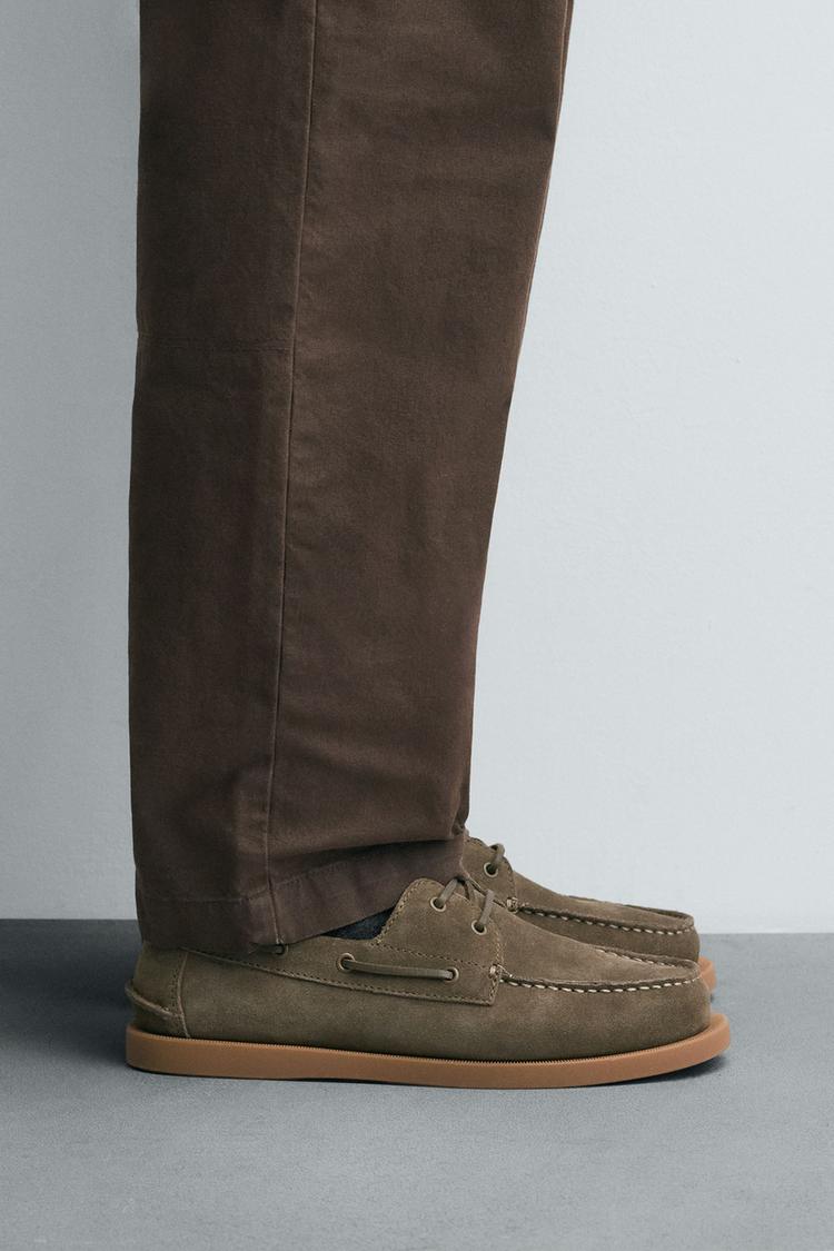 SCARPA NAUTICA IN PELLE Verde ZARA Italia Italy