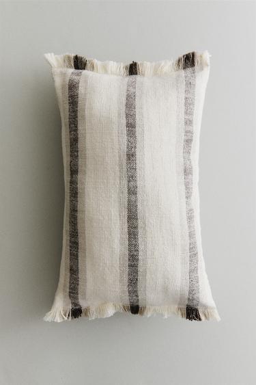 FRINGED CUSHION COVER - Stripes by Zara