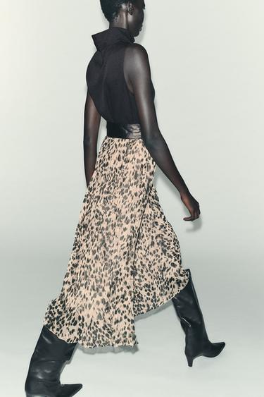 ANIMAL PRINT COMBINATION MIDI DRESS WITH BELT - Leopard by Zara - Image 3