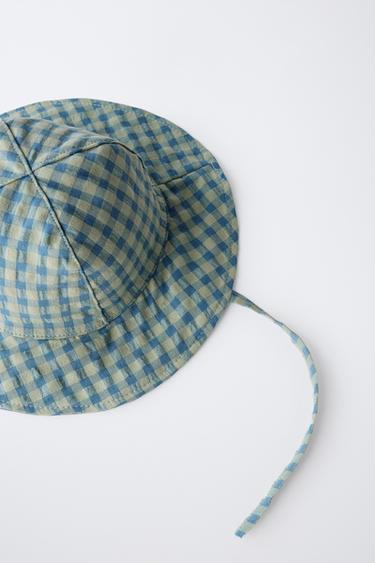 GORRO CUADRO VICHY - Azul / Verde de Zara
