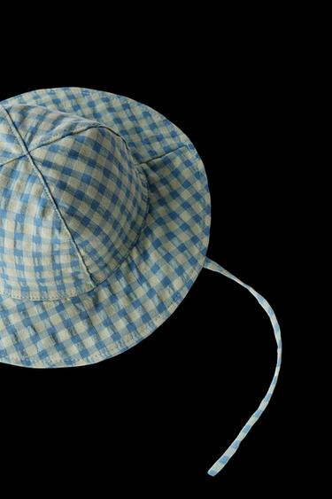 GINGHAM CHECK HAT - Blue / Green by Zara
