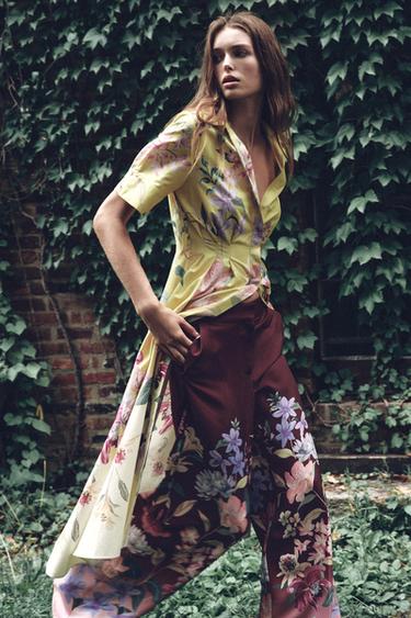 FLORAL PRINT WIDE-LEG TROUSERS - Multicoloured by Zara