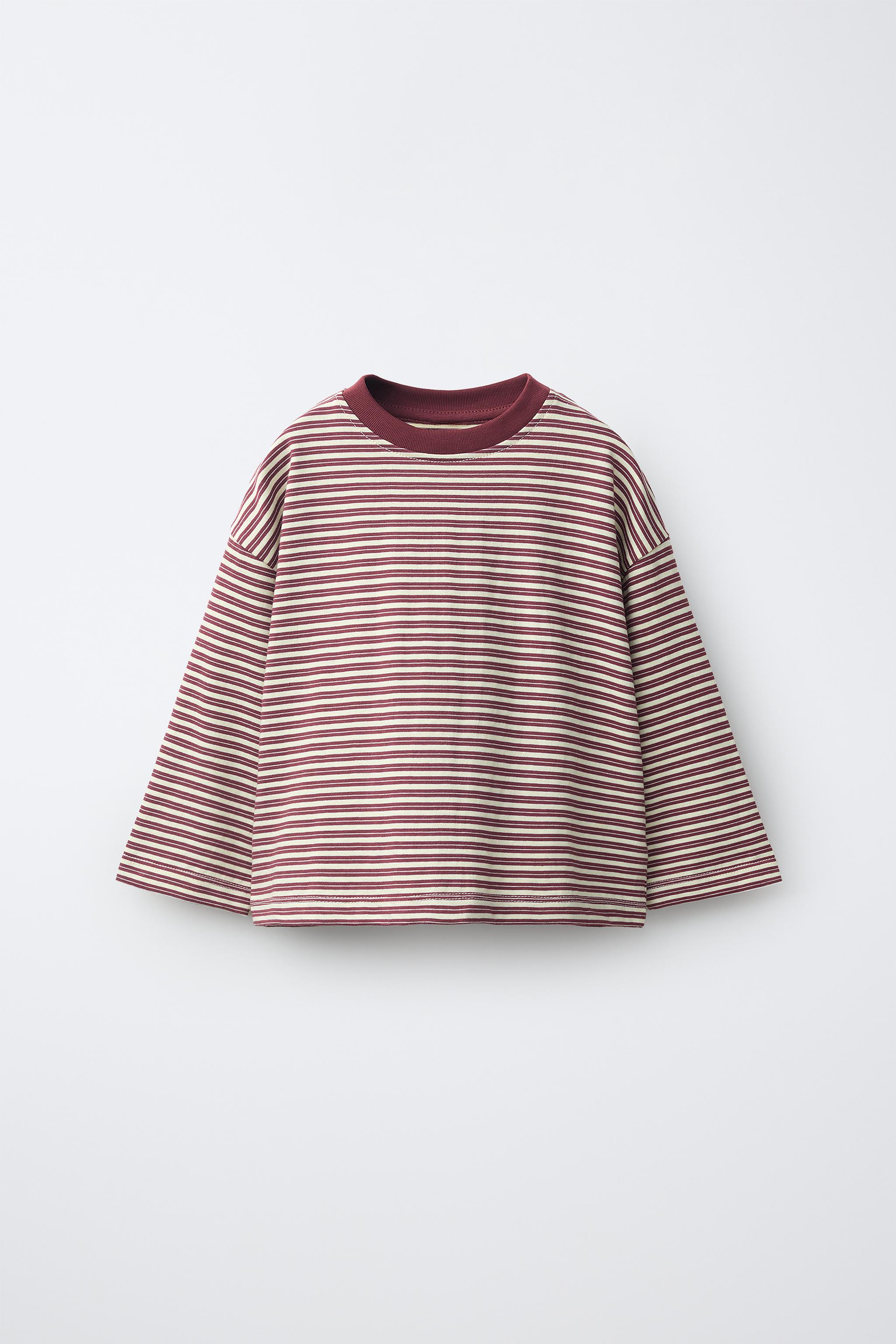 CONTRAST NECK STRIPED T-SHIRT