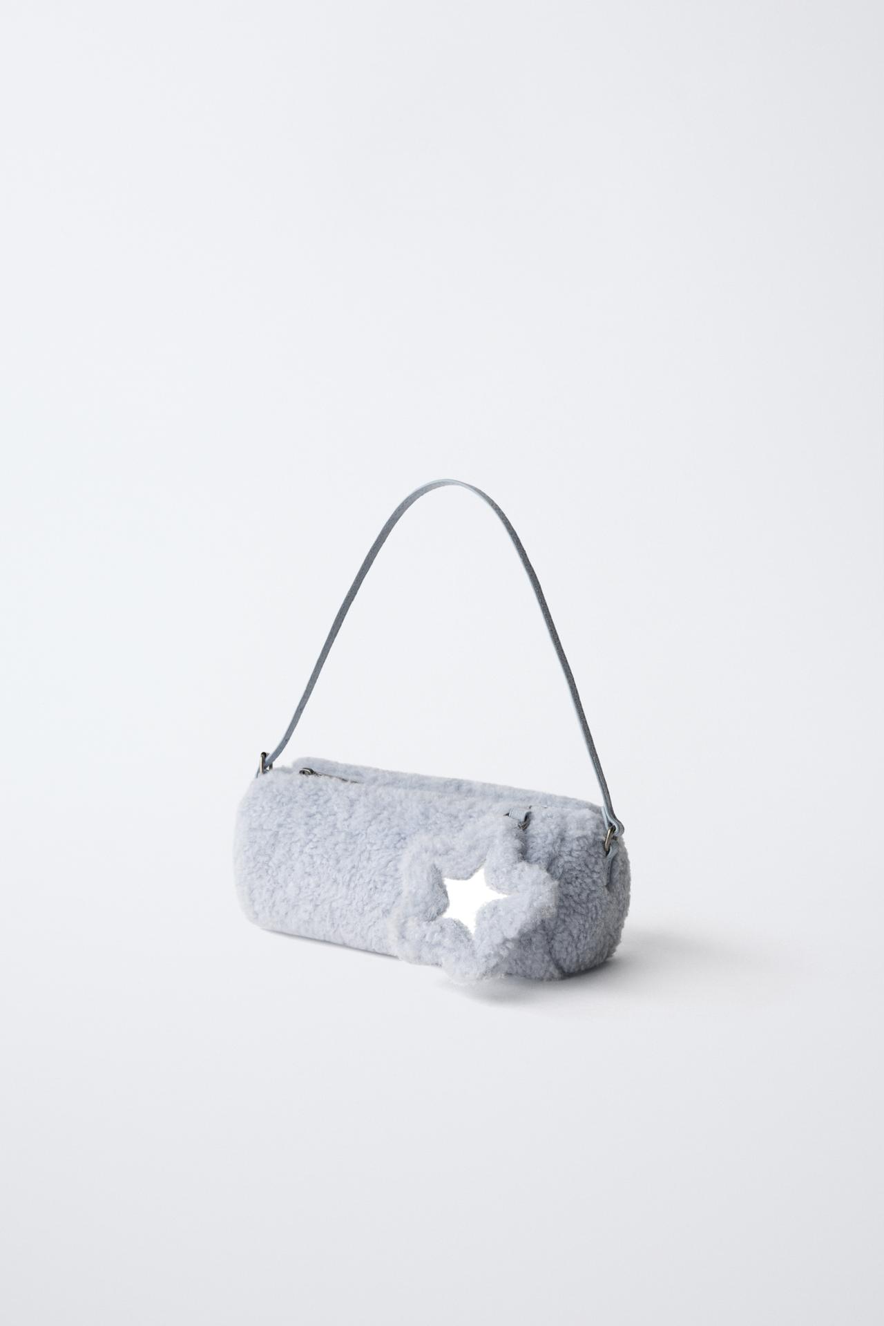 FAUX FUR STAR SHOULDER BAG — Blue