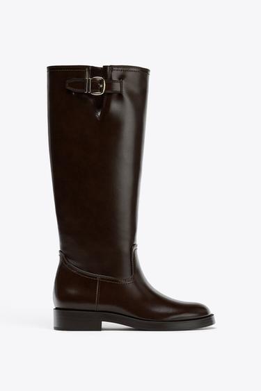 BOTTES HAUTES À BOUCLE - Marron de Zara