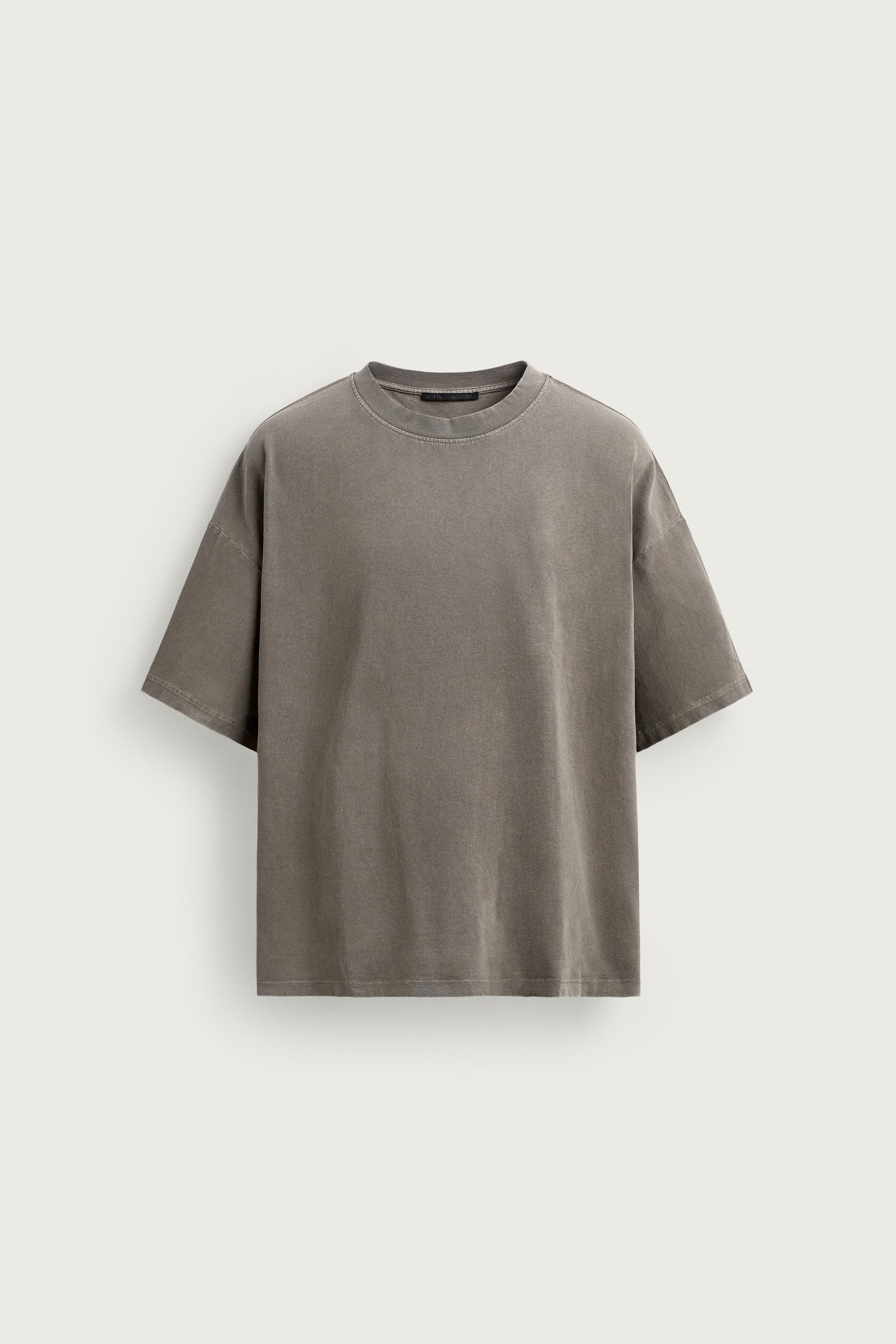 BASIC RELAXED FIT WASHED T-SHIRT — Gray