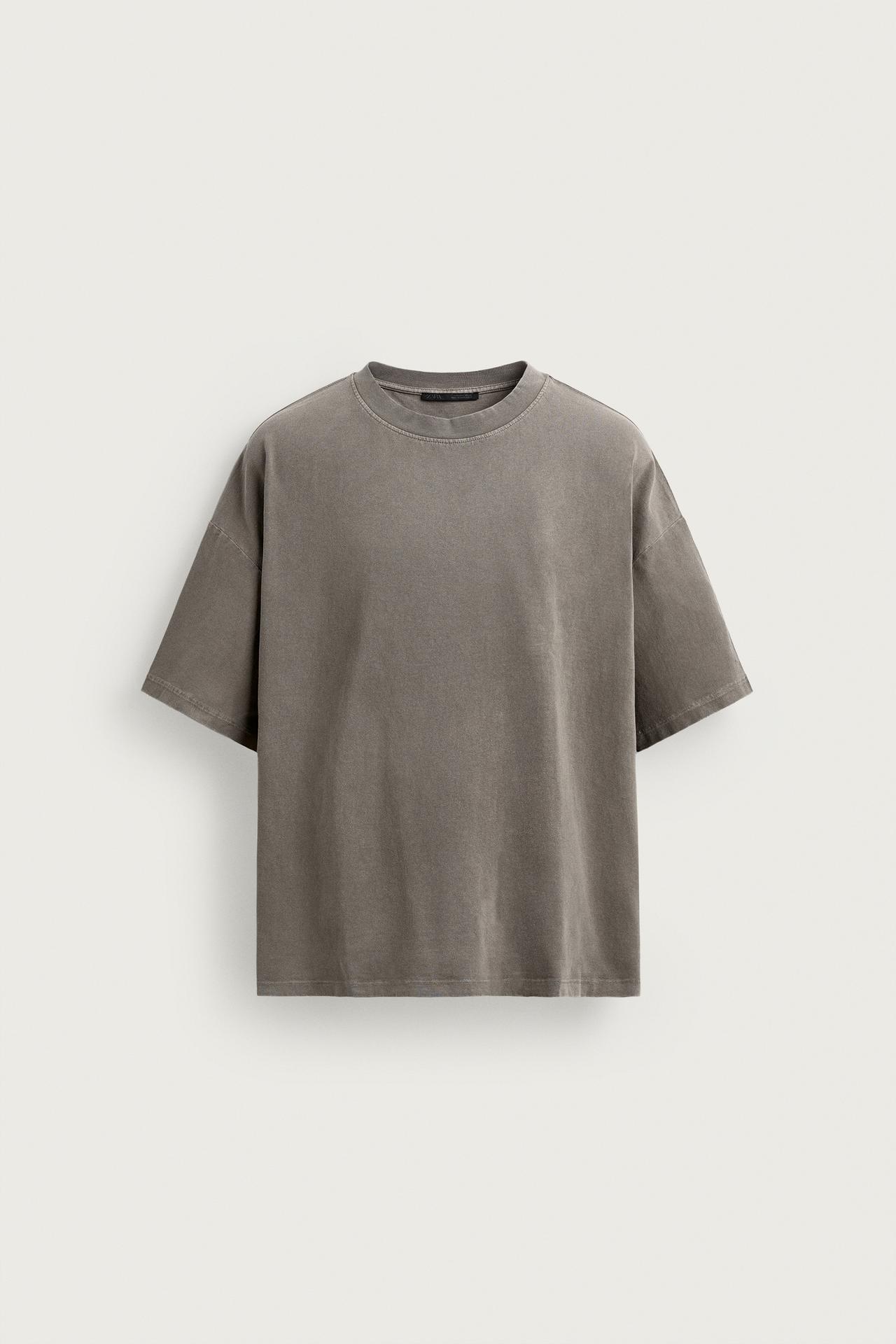 BASIC RELAXED FIT WASHED T-SHIRT — Gray