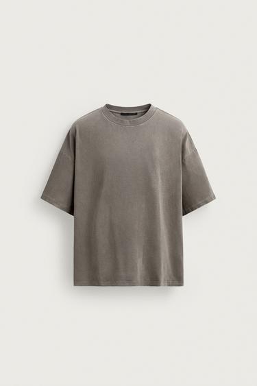 BASIC WASHED RELAXED FIT T-SHIRT - Grey by Zara
