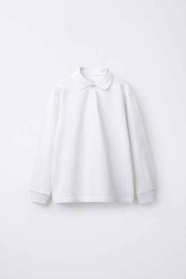 Zara BASIC PIQUÉ POLO SHIRT - White