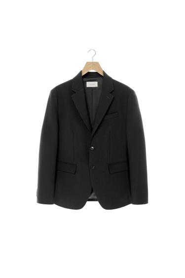 Zara 100% WOOL SUIT BLAZER - Black