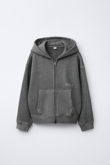 Zara GARMENT DYE ZIPPERED SWEATSHIRT - Anthracite grey - Image 0