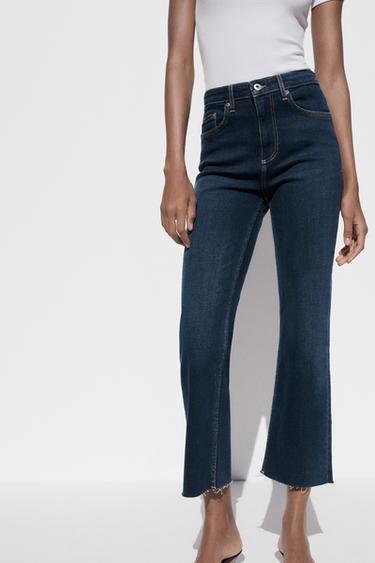 JEANS TRF CROPPED FLARE CINTURA ALTA - Azul da Zara