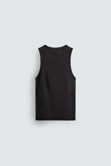 FADED RIB TANK TOP - Dark brown by Zara - Image 8