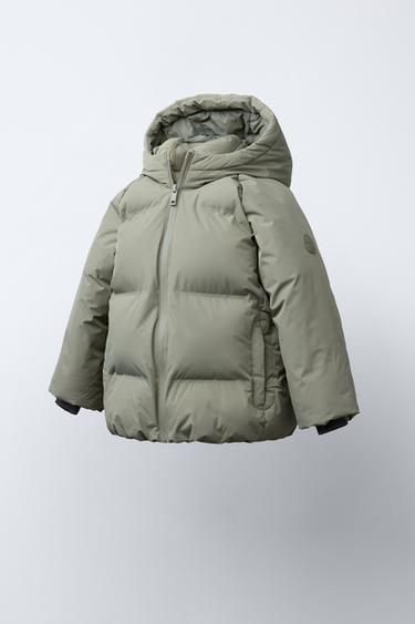 WATER-REPELLENT HOODED PUFFER COAT - Khaki by Zara