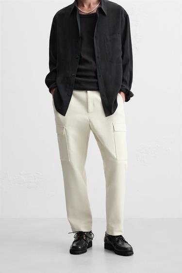 CARGO TROUSERS WITH POCKETS - Ecru by Zara