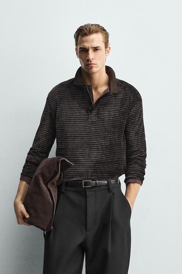 WASHED TEXTURED POLO SHIRT - Dark grey by Zara