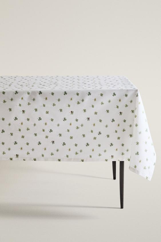 RESIN-COATED CLOVER TABLECLOTH - Green by Zara - Image 0