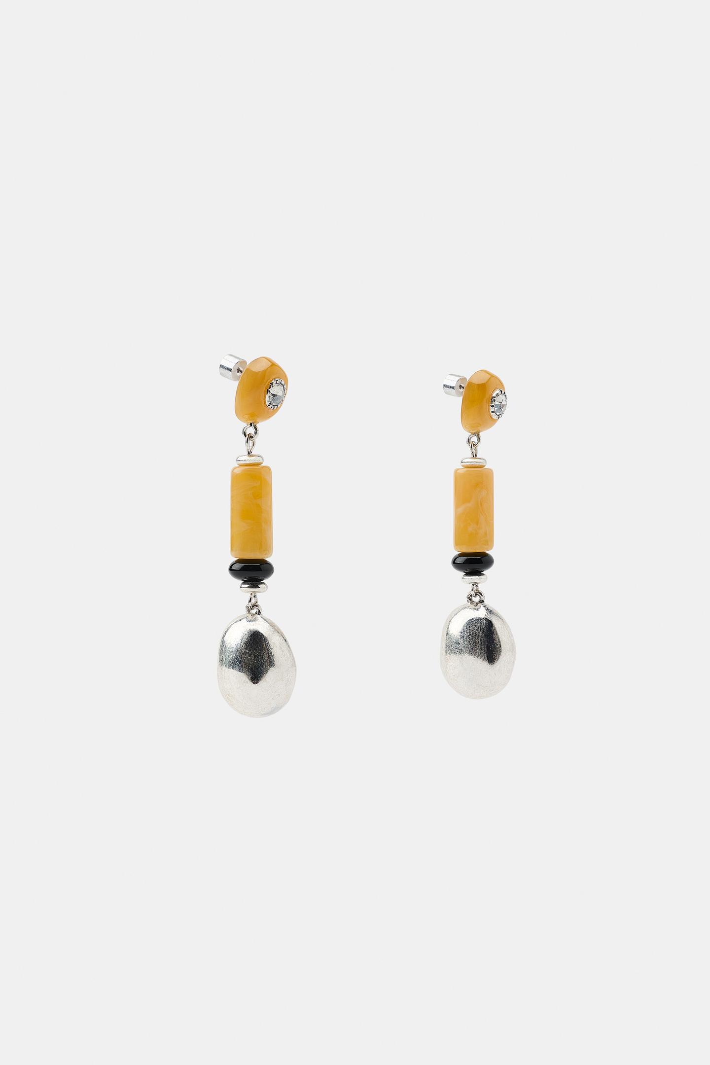 Женские серьги Zara Resin Stone, цвет: Серебряный — фото 3