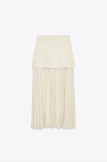 COMBINED PLEATED KNIT SKIRT - Mid-ecru by Zara - Image 3